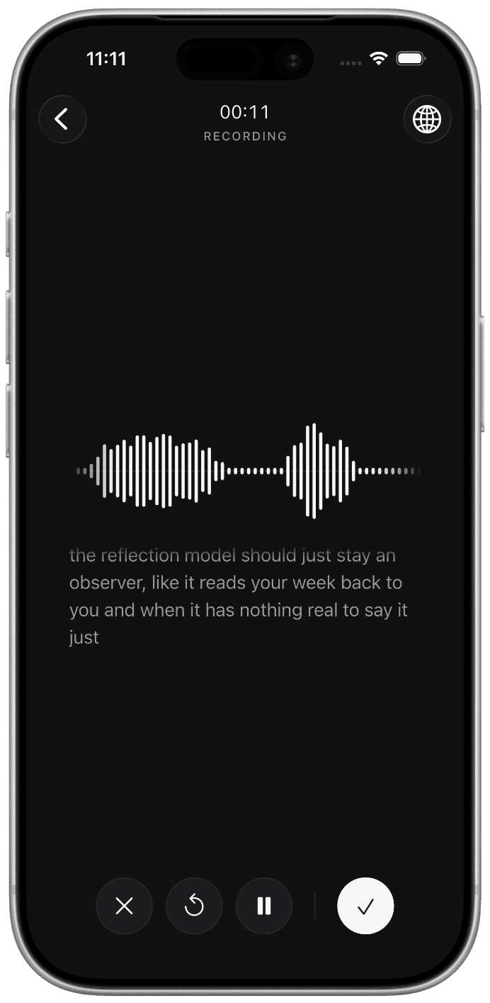 Recording with live text
