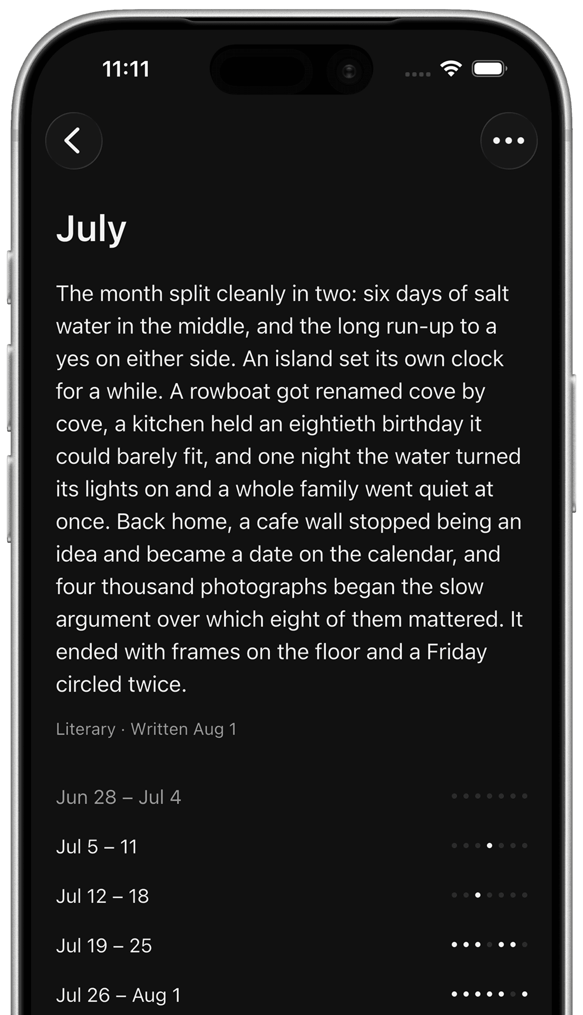 A written reflection